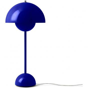 Lámpara de mesa Flowerpot VP3, azul cobalto, diseño moderno y elegante