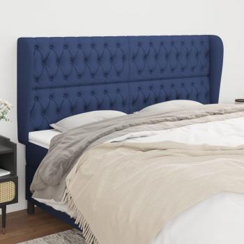 Cabecero con orejas de tela azul 203x23x118/128 cm vidaXL - Azul