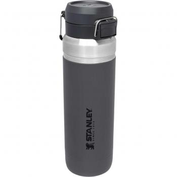 Termo Stanley Quick Flip 1.06L negro con tapa de fácil apertura y cierre, diseño ergonómico, capacidad de 1.06 litros, aislamiento al vacío para mantener la temperatura de bebidas frías o calientes por horas, fabricado
