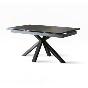Mesa extensible moderna de cerámica sobre vidrio templado, 160-240 cm, color portoro/antracite