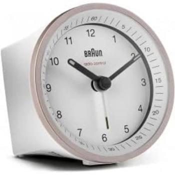 Braun BC07 Reloj despertador analógico Rosa, Blanco - Despertador inalámbrico con Alarma de Crescendo, función de repetición e iluminación