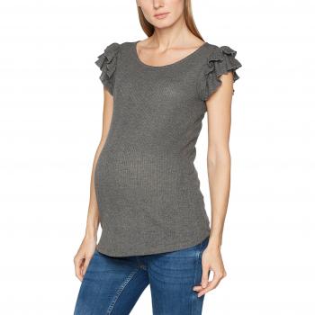 MAMALICIOUS Mljolie S/s Jersey Rib Top, Camiseta sin Mangas para Mujer, Gris