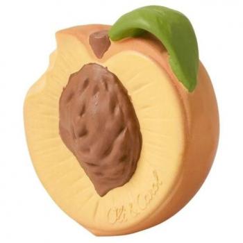 Mordedor Oli&Carol Palm Peach Amarillo - 100% silicona de grado alimenticio, libre de BPA y ftalatos, diseño ergonómico para facilitar el agarre, fácil de limpiar y apto para la nevera,