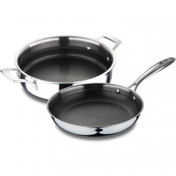 Juego de Cacerola y Sartén Masterpro Hi-tech 3, Acero Inoxidable Apta para Inducción, 2 Piezas (Cacerola Ø24cm + Sartén Ø24cm)