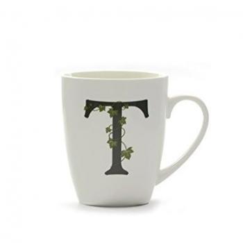 La Porcellana - Taza, diseño de Letra T, Color Blanco