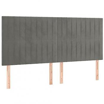 Cabecero con luces LED terciopelo gris claro 160x5x118/128 cm