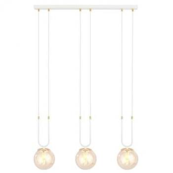 Lámpara de Suspensión Glam EPIKASA - Acero con recubrimiento de polvo, Vidrio Blanco y Ámbar, 70x115x15 cm