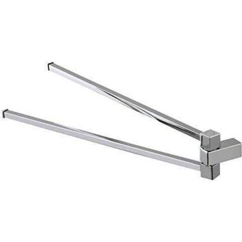Porta toallas de pared con doble brazo articulado, cromo brillante, 40 cm, modelo Unica
