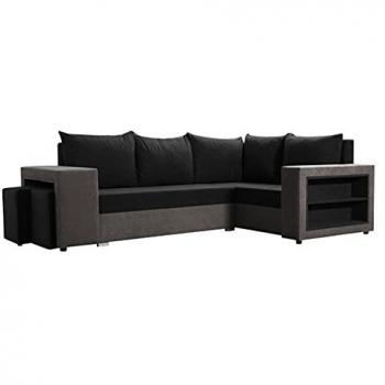 Sofá rinconero Muncie 103 gris con función de descanso y caja de ropa de cama, 250x162x85cm
