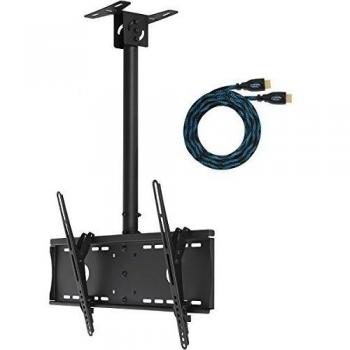 Cheetah Mounts APLCMB Soporte De Techo para Televisores y Pantallas de 32-65 LCD, LED y Plasma Max VESA 684x400 Máximo 75kg Inclinable, Giratorio, y Ajuste de Altura de 45cm con un Twisted Veins Resistente Cable HDMI de 4, 5 m con Ethernet y un Nivel Ma