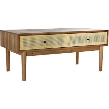 Mesa de Centro DKD Home Decor Abeto Ratán (106 x 55 x 46 cm)