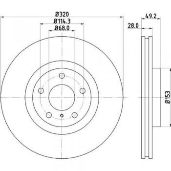Disco de freno HELLA 8DD 355 128-771, alto carbono, recubierto, ventilado, diámetro 320mm, grosor 28mm para INFINITI y NISSAN