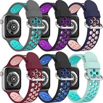 Correa Apple Watch Deportiva, Compatible con Apple Watch Correa 38mm 42mm 40mm 44mm, Soft Silicone Transpirable Dual Color Correa de Reloj de Repuesto para Apple Watch SE/iWatch Series 6 5 4 3 2 1