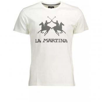 La Martina Elegant White Cotton Crew Neck Tee - L