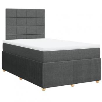 Cama box spring con colchón de muelles gris oscuro 120x200 cm tela