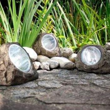 Foco Solar Diseño Piedra Luz LED 13x11 cm