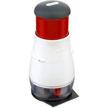Picadora Manual Zyliss Zick-Zick 2 - Hachador de Verduras, Acero Inoxidable, Plástico, Blanco/Rojo, Sin Electricidad, Lavable