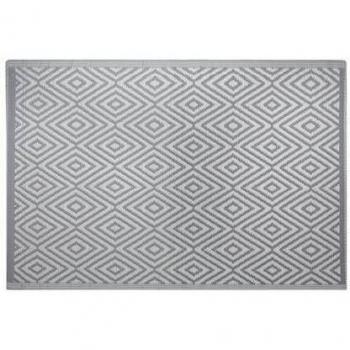 Alfombra para exterior Sikar gris claro 120 x 180 cm, patrón geométrico de polipropileno reciclado