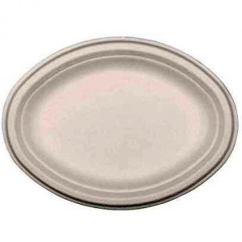 Plato de fibra natural nupik biodegradable blanco ovalado 26 cm apto microondas paquete de 50 unidades