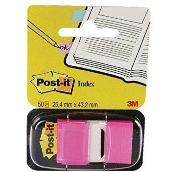 3M Post-it Index - Bright Pink. Tabs for convenient page marking. Clear, so copy will show through. Durable - will not tear or pop off. Removable so can be re-used. Tabs can be written on. 25mm x 44mm. 50 per dispenser. Bright pink.