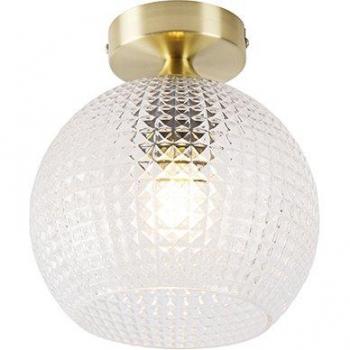 Lámpara de techo Art Deco esfera latón vidrio oro
