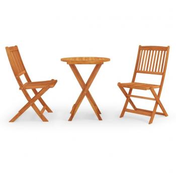 vidaXL 3 Piece Folding Outdoor Dining Set Solid Eucalyptus Wood