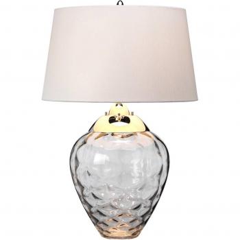 Lámpara de mesa Samara Metal Níquel pulido - Vidrio ahumado 18 pulgadas, Ø 45,7 cm, gris, tela, cristal, 2 luces