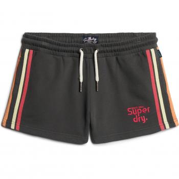 Superdry Pantalón Corto con Rayas Logo Rainbow para Mujer, color negro