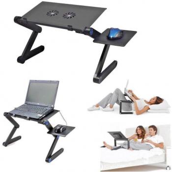 Mesa Plegable Portátil Ajustable para Notebook con Panel de Ratón y Disipador de Calor