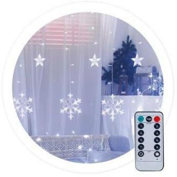 Cortina LED Estrellas y Copos de Nieve 3,5M 8 Funciones Luz Fría IP44