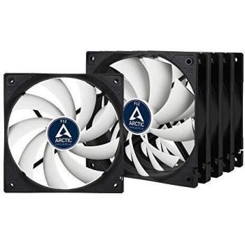 ARCTIC F12 - Pack de 5 Ventiladores para CPU de 120 mm, Motor Ultra Silencioso, 1350 RPM - Color Negro/Blanco