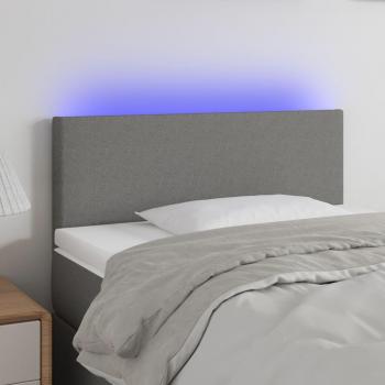 Cabecero LED de Tela Gris Oscuro 90x5x78/88 cm con iluminación integrada y diseño moderno