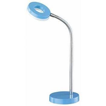 Lámpara de Sobremesa LED Rennes 4W Cromo y Azul con Brazo Flexible, Altura 40 cm