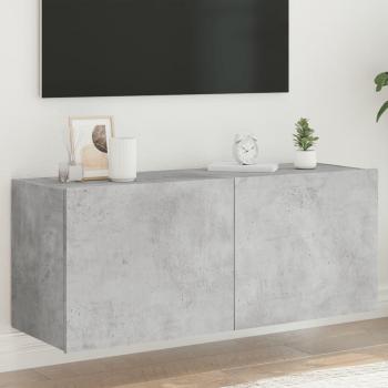 Mueble de TV de pared con luces LED 100x35x41 cm, color gris hormigón, modelo vidaXL