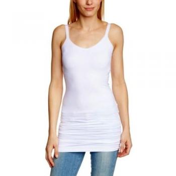 PIECES Ballroom Long Singlet Box Noos, Camiseta sin Mangas para Mujer, Blanco