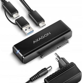 Adaptador AXAGON ADSA-FPX USB-C 3.2 Gen2 10Gbps a SATA para SSD/HDD de 2.5 y 3.5 con alimentación incluida