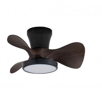 Ventilador de techo LED Moll 20W 1900Lm CCT Dim con 6 velocidades para estancias pequeñas, color negro y madera