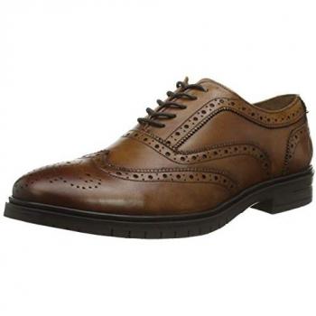 Hush Puppies Santiago Tan Leather Memory Foam Oxford Shoes - Men's Size UK 8