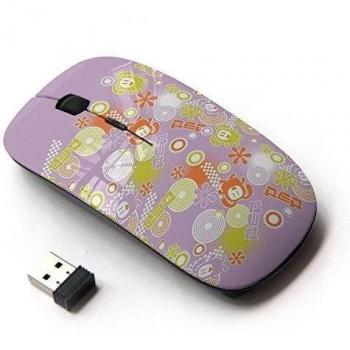 ART-GEAR Ratón óptico 2.4G inalámbrico / Decoration Pink Yellow Pattern