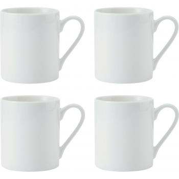 Mikasa Egret Juego de tazas de porcelana fina, 4 tazas blancas clásicas para té y café, capacidad de 380ml, incluye caja de regalo y aptas para lavavajillas