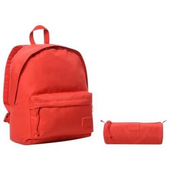 Pack mochila + estuche Kalex - Monten Lava, Mochila para ordenador portátil de 14 pulgadas, 2 bolsillos, organizador interno con llavero extraíble, correas en S, color Monten Lava rojo