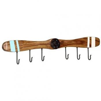 Solid Sheesham Wood Wall-Mounted Coat Rack with 6 Hooks - 42.5x2.4x7.5