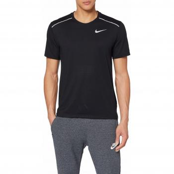Nike M NK BRTHE Rise 365 SS T-Shirt, Hombre, Black/Reflective silv, XL