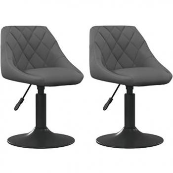 Sillas de comedor giratorias 2 unidades terciopelo gris oscuro con elevación de gas, giro de 360 grados, altura ajustable y marco de acero
