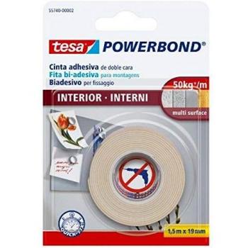tesa Powerbond Interiores: cinta de doble cara 1,5m x 19mm