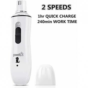 Pecute Cortauñas Gato Lima de Uñas Eléctrica para Gato Mascotas Pequeño Amoladora del Clavo Recargable y de Bajo Ruido, Dos Grados Velocidad Variable con Cable USB