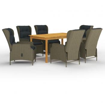 vidaXL Juego de comedor para jardín 7 piezas marrón