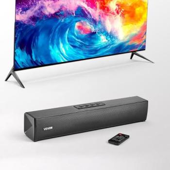 VEVOR 2.0 Channel 17-Inch Compact Sound Bar for Smart TV with Bluetooth AUX Connection and Remote Control, 80W Surround Sound System for Home Theater and Projector