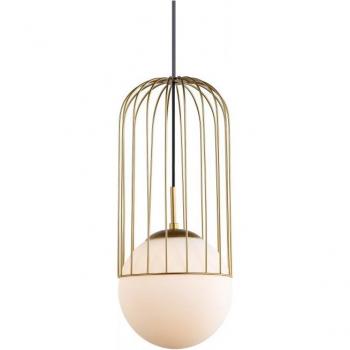 Lámpara colgante moderna Matty Italux - Matty - Lámpara colgante moderna Dorada 1 luz con Dorado, Pantalla blanca, E27