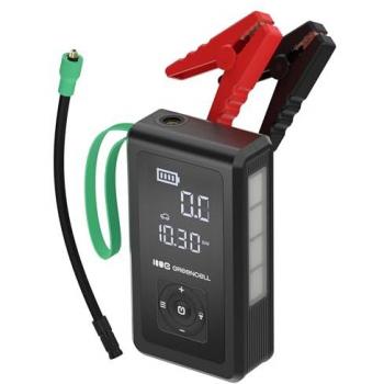 Batería Externa Green Cell PowerBoost Air 8000 mAh, Iniciador de Arranque, Compresor, Color Negro y Verde Claro